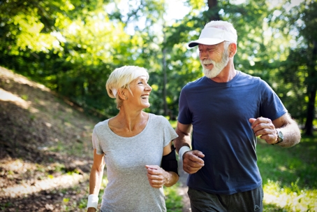older couple jogging together